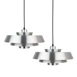 Pair of 2 Danish vintage Nova pendant lamps by Jo Hammerborg, Fog og Morup