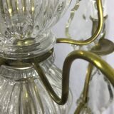 4 light bronze and crystal chandelier