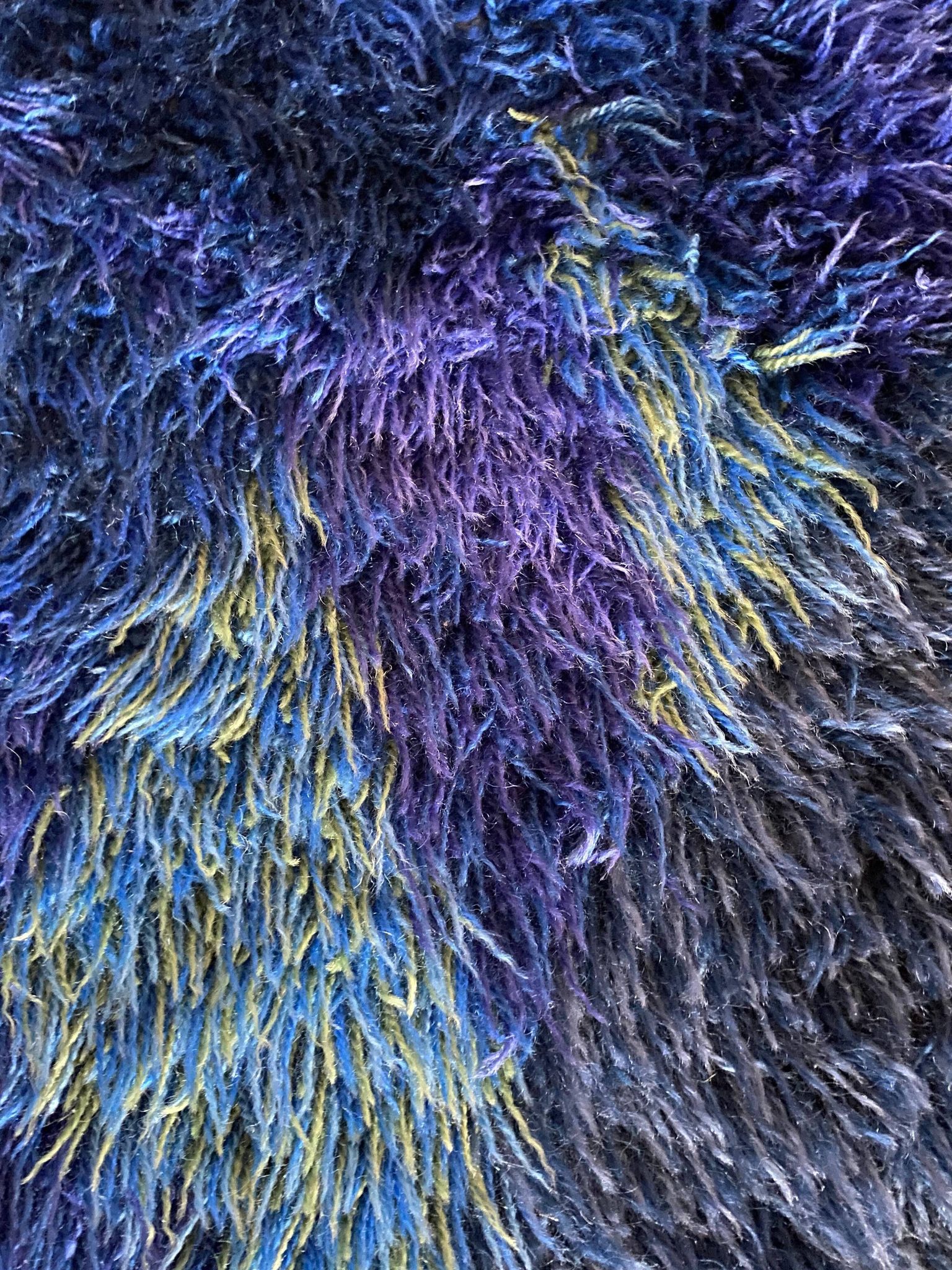Mid-century Modern High Pile Blue Rya Rug, Sweden, 1960s