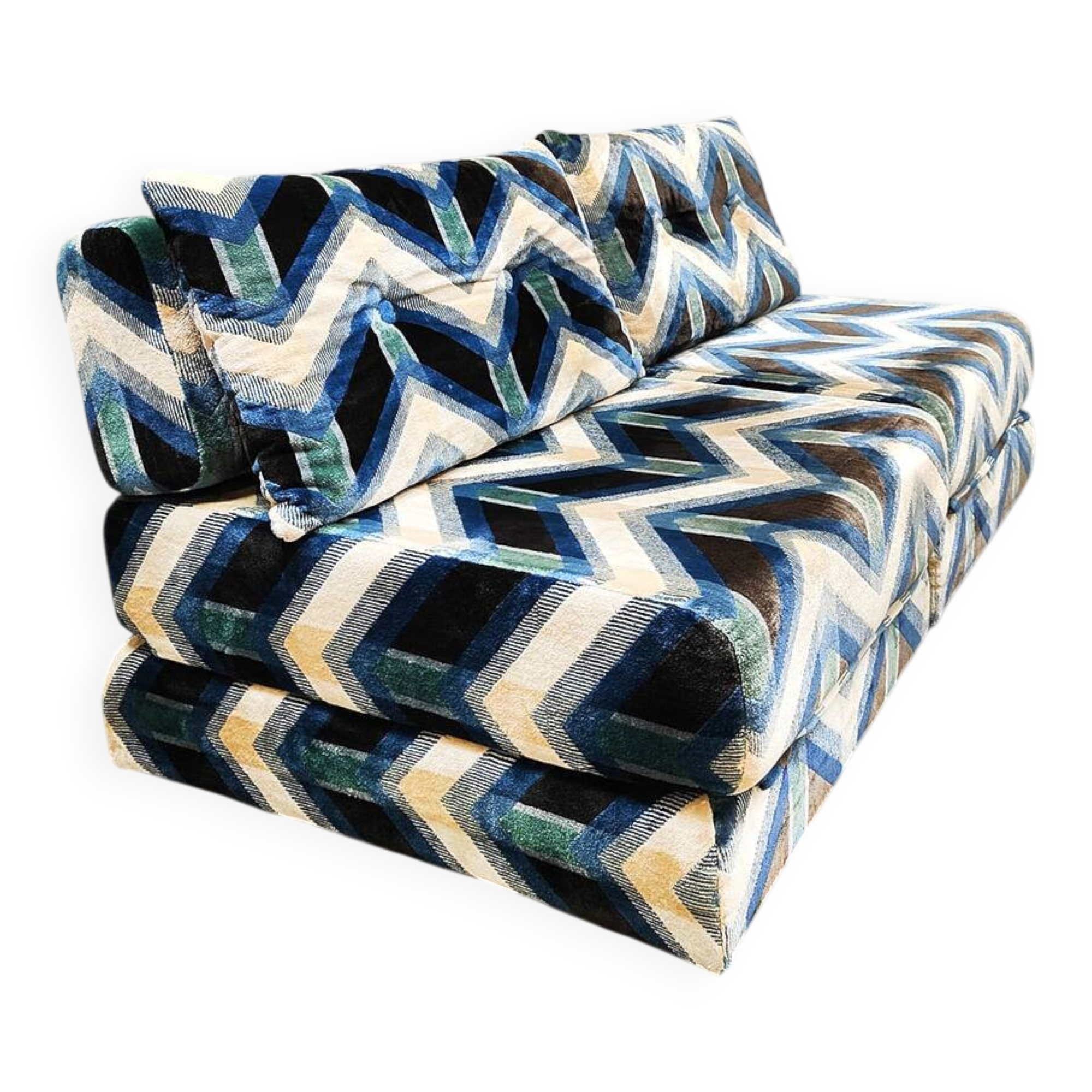 Vintage 2 seater sofa daybed lounge chairs 'Geometric pattern'