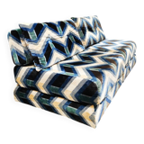 Vintage 2 seater sofa daybed lounge chairs 'Geometric pattern'