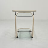 Postmodern beige metal and glass trolley, 1980