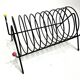 Vintage black lacquered metal magazine rack – 1950s multi-color design