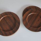 Set of 12 plywood rosewood and teak plates by Morsbak, Denmark 1960s
