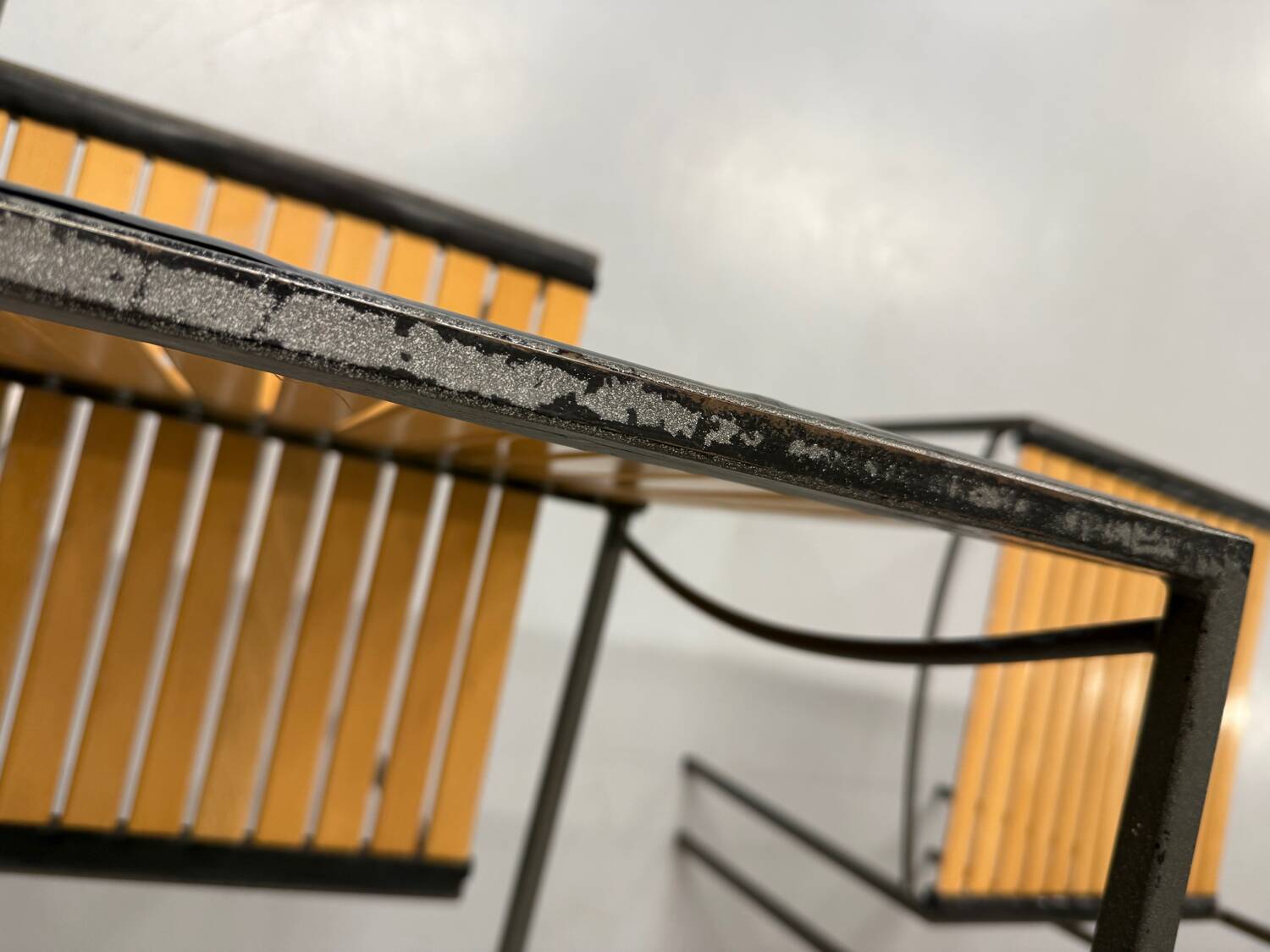 6 old metal and wood chairs, Italian design from the 80s, vintage