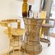 Garden bar in rattan and glass with its two stools – 1970s