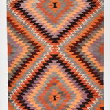 4x8 Multicolor Turkish Vintage Kilm,Bohemian Kilim Rug,125x253 Cm