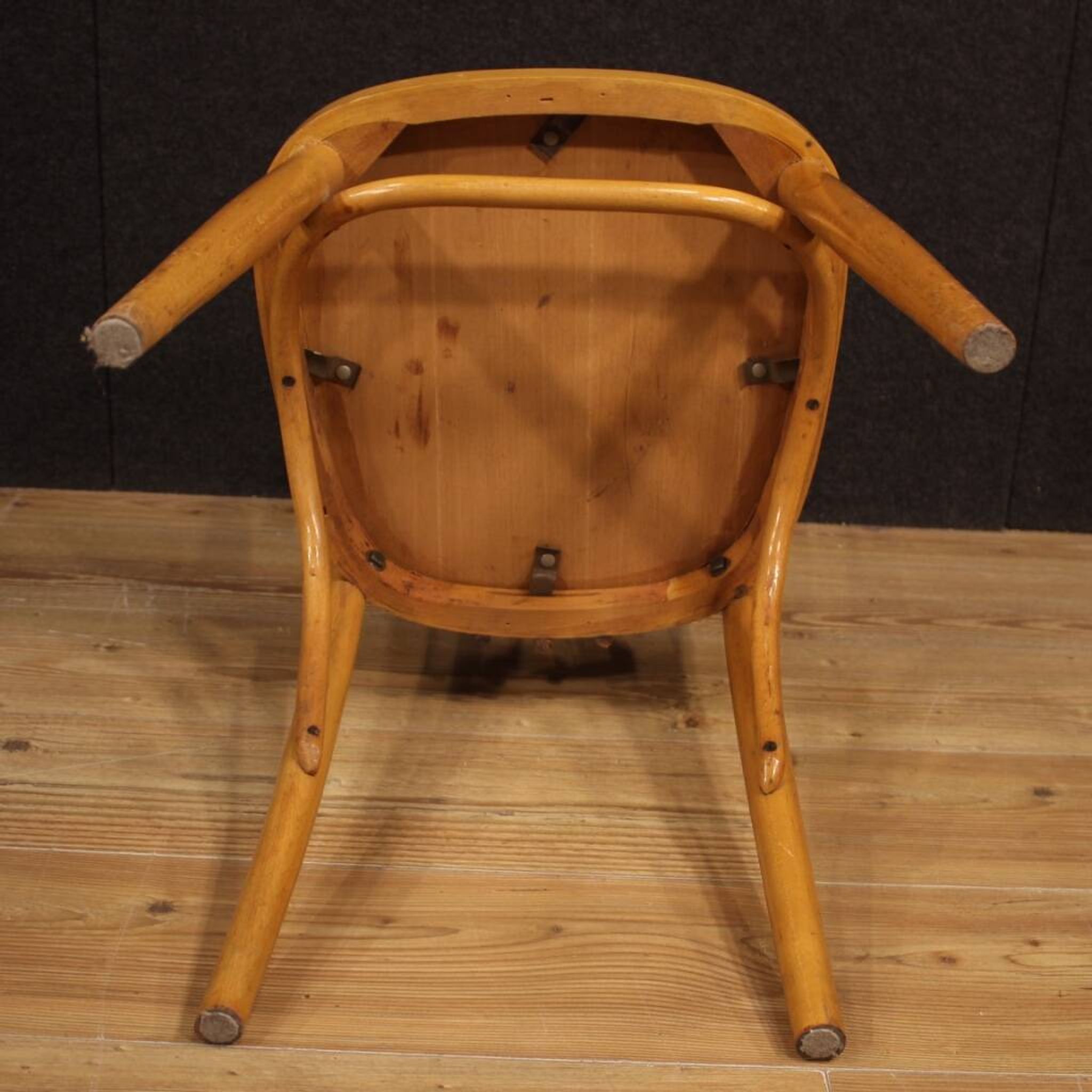 Italian Design Chairs In Exotic Wood And Faux Leather From 60s