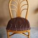 Set of 4 rattan and bamboo chairs, "fan" backrest, vintage 70s.