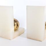 Onyx and Brass Bookends | Modernist Orbs | Art Deco Germany
