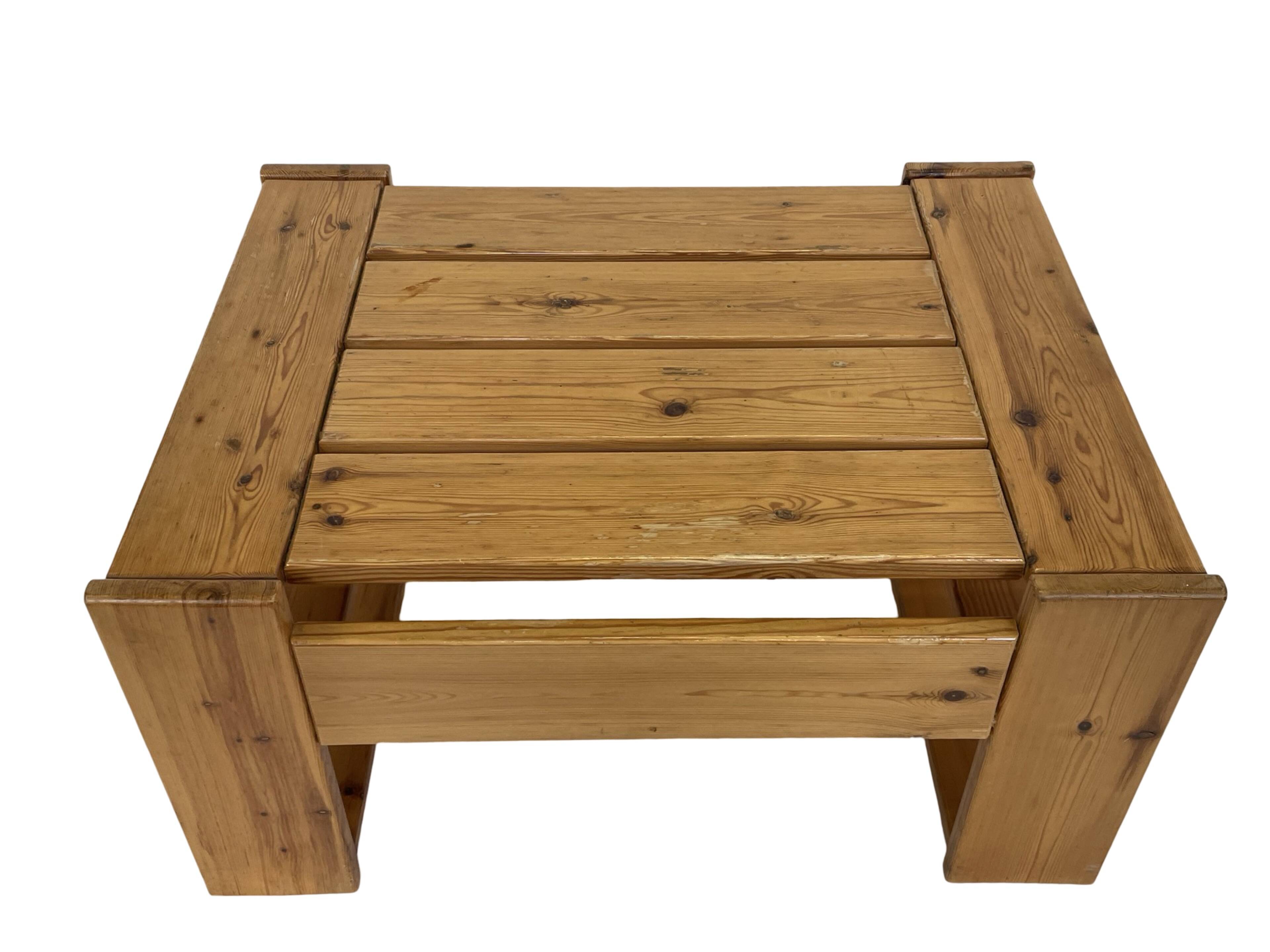 Vintage Coffee Table Pine Wood Design 1970s Coffee Table