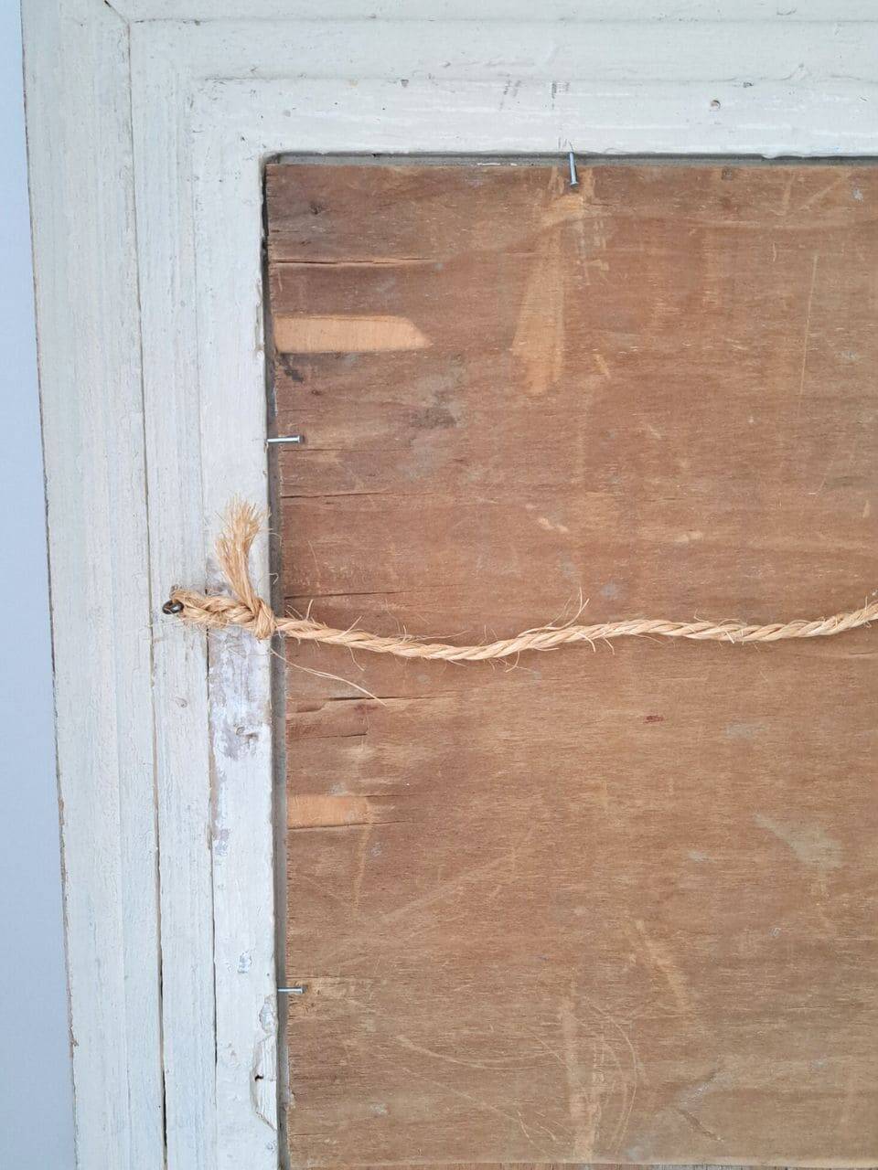 Ancient table oil on panel by Ermando Bellantonio