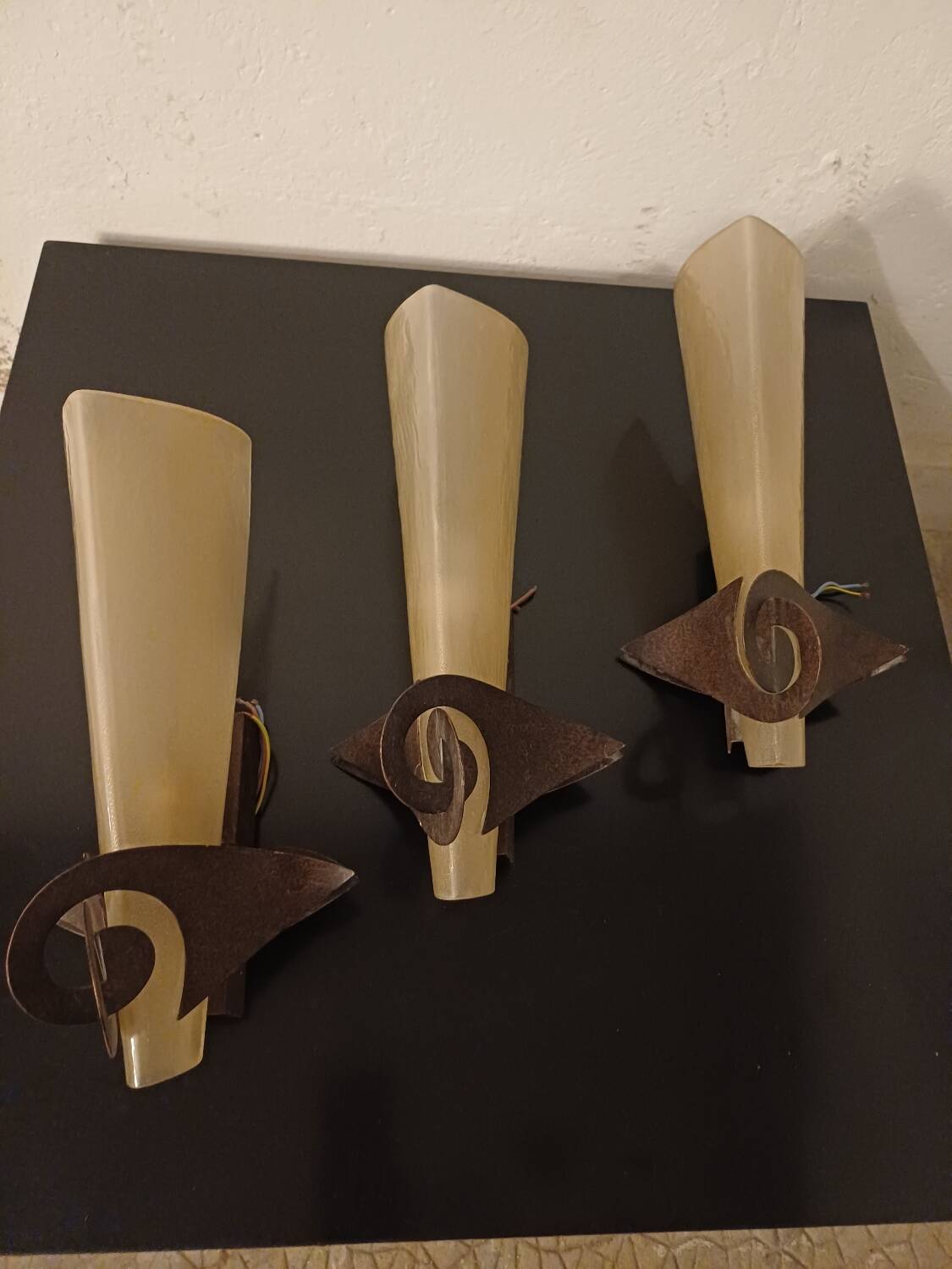 Set of 3 Terzani glass wall lights