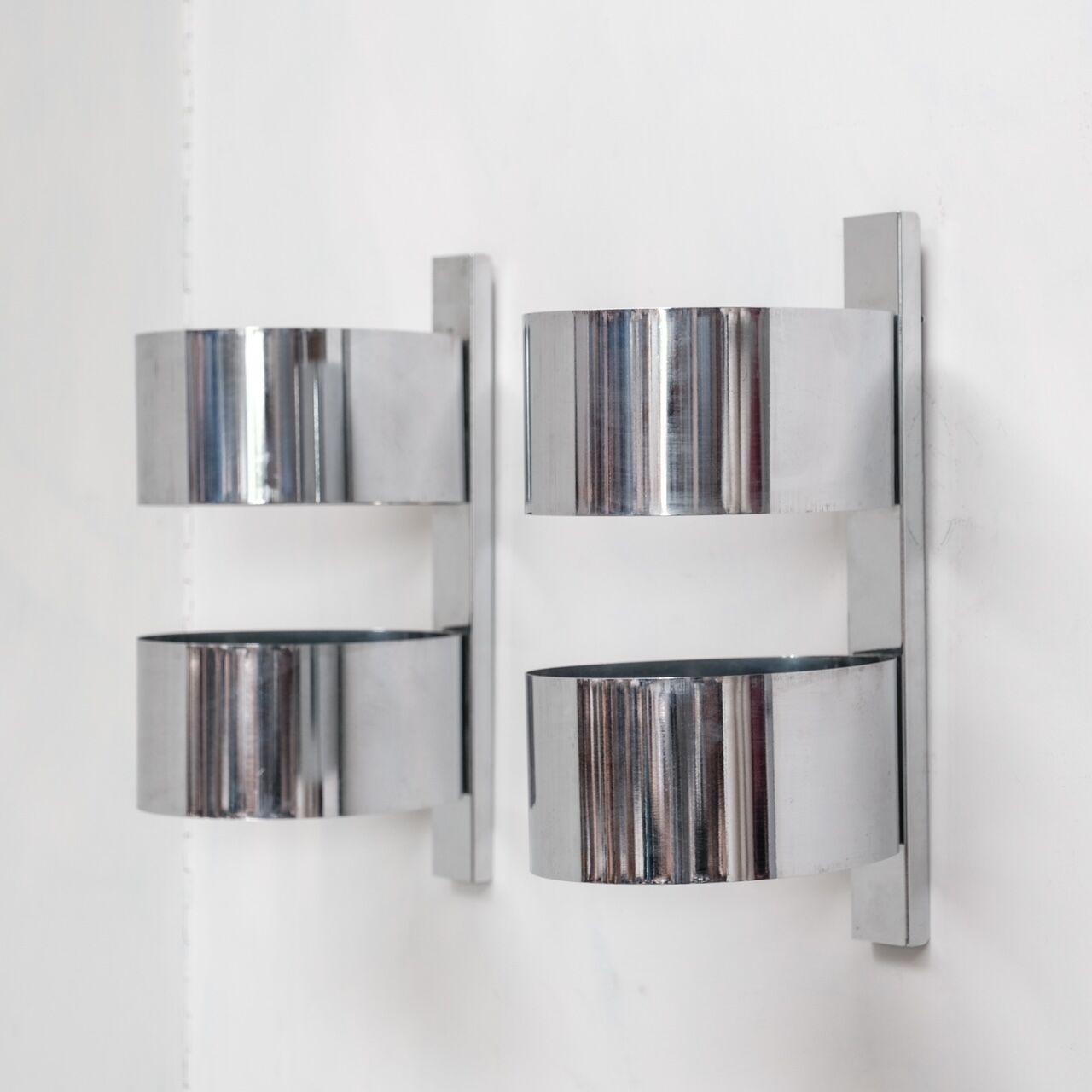 Pair of chrome italian mid-century wall lights