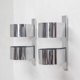 Pair of chrome italian mid-century wall lights