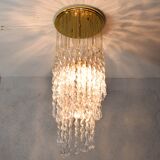 Murano glass and brass spiral chandelier, Italy, 1970s