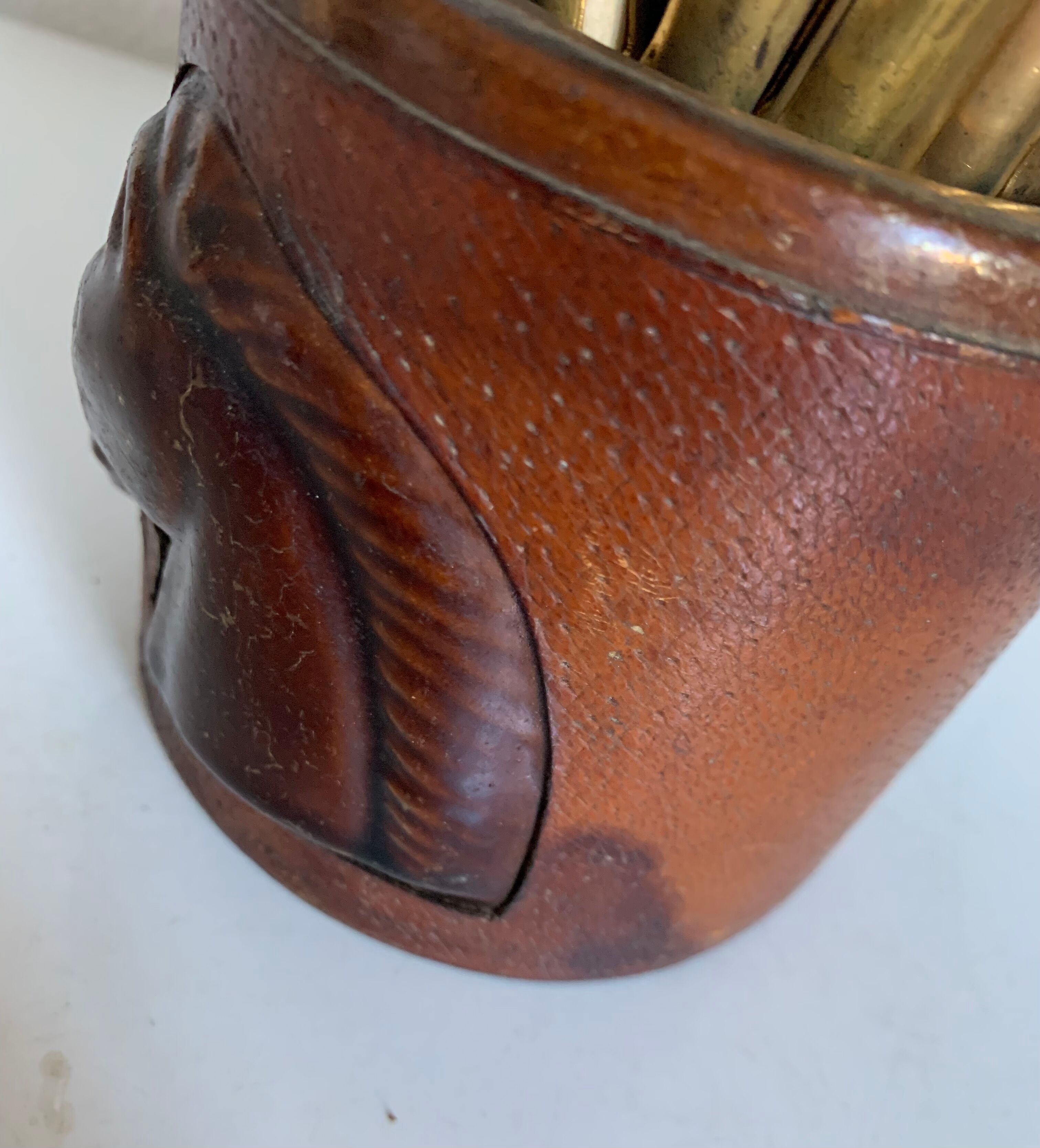 Vintage cigarette holder 1960 Longchamp leather horse - 11 x 10 cm