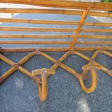 Rattan wall patère coat rack