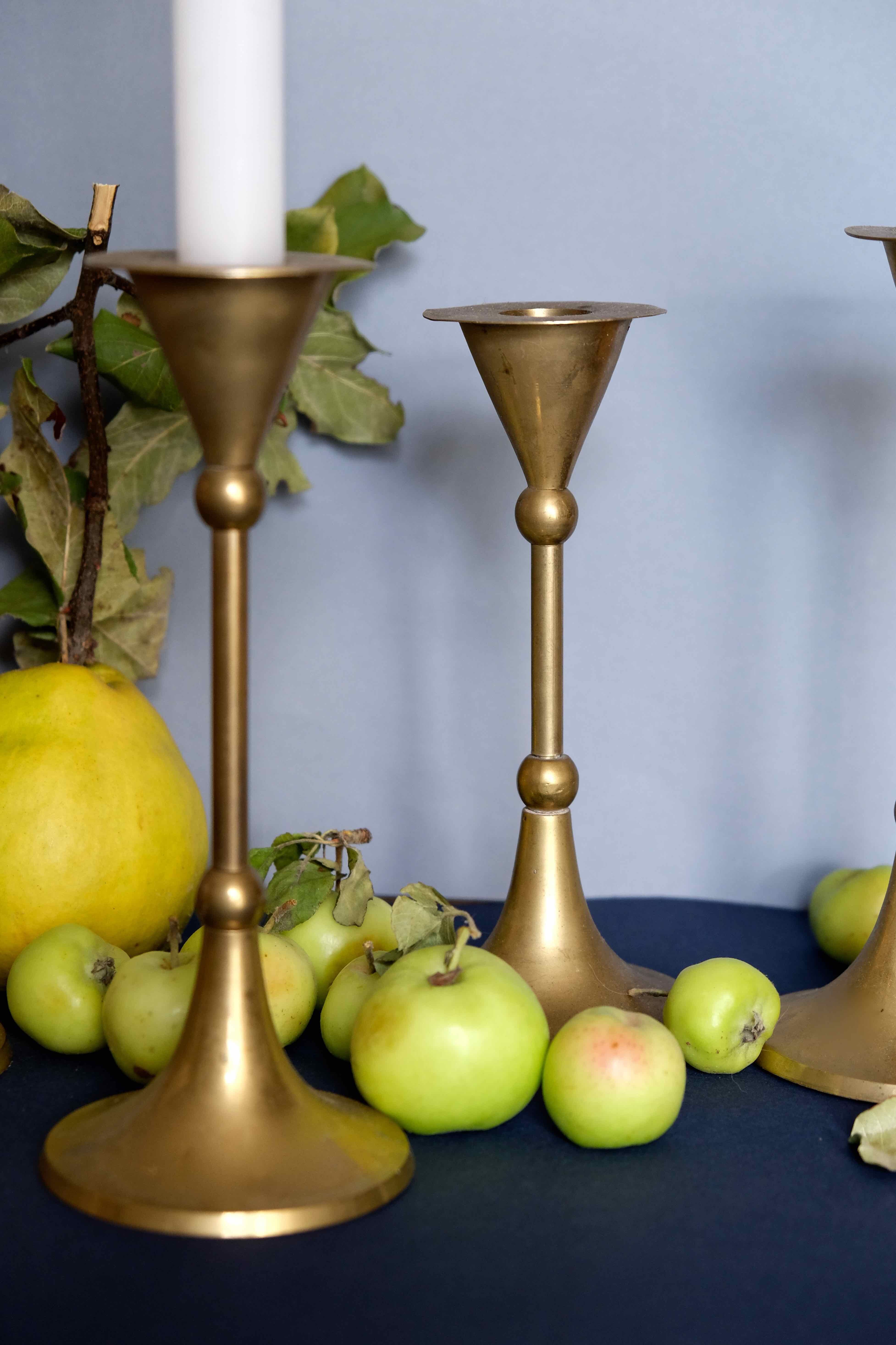 Set of 4 massive brass candlestick vintage