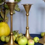 Set of 4 massive brass candlestick vintage