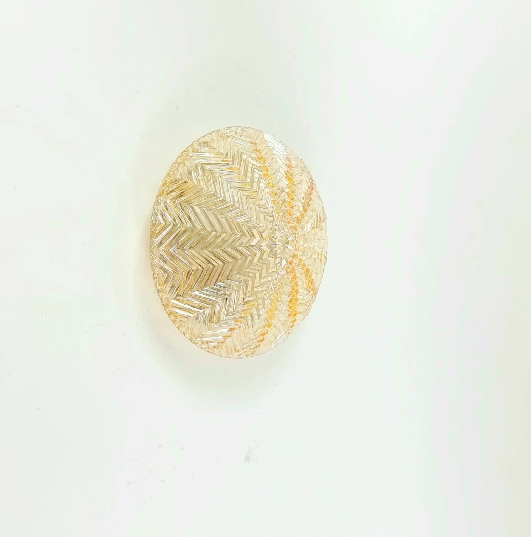 Vintage Geometric Amber Glass Wall Light or Ceiling Light - Limburg, 1960s