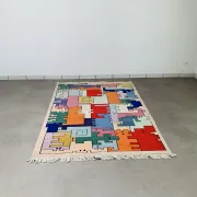 Tapis géométrique animaux/Tetris, vintage 