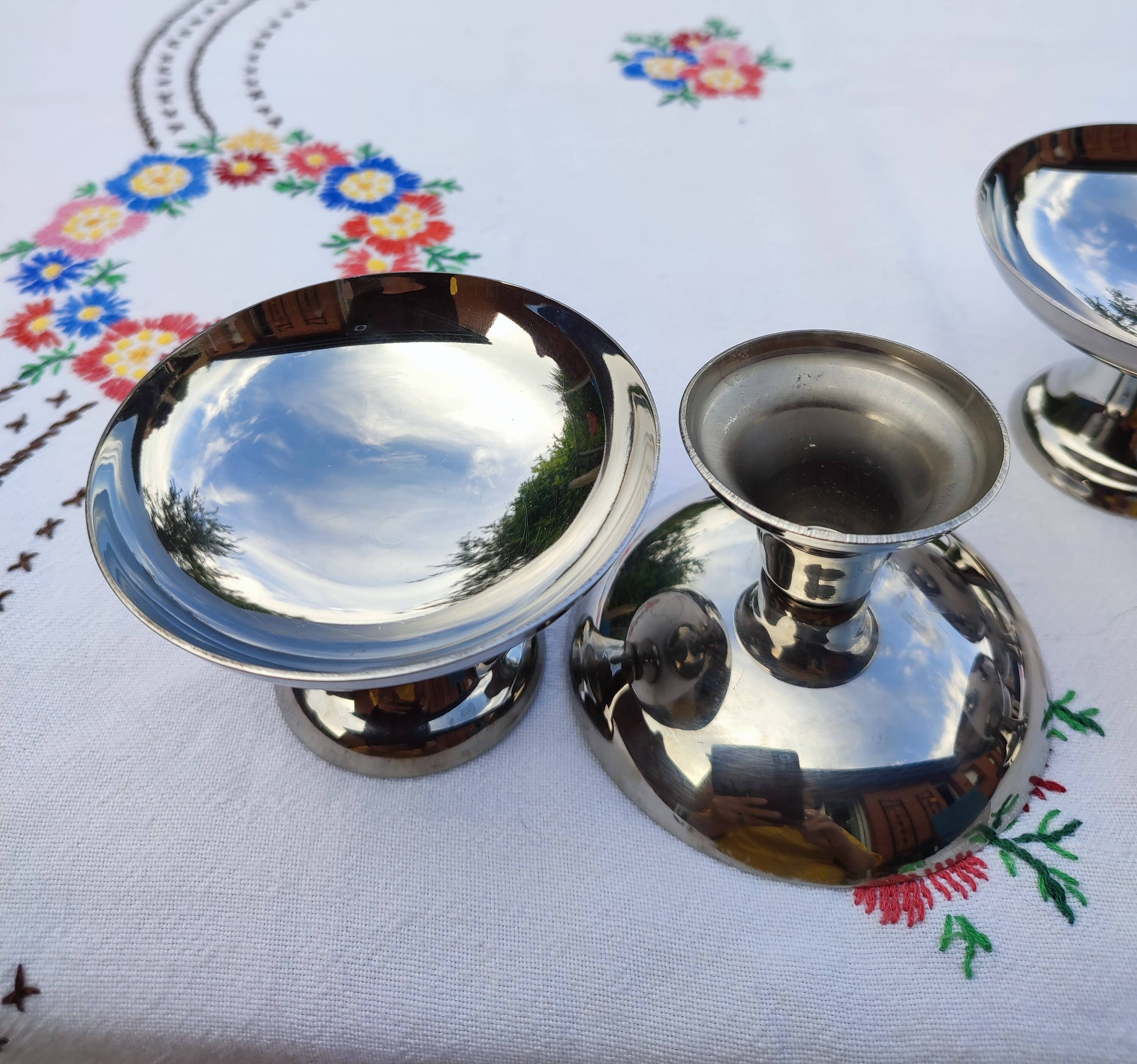 Set of 6 stainless steel ice cream cups, Guy Degrenne