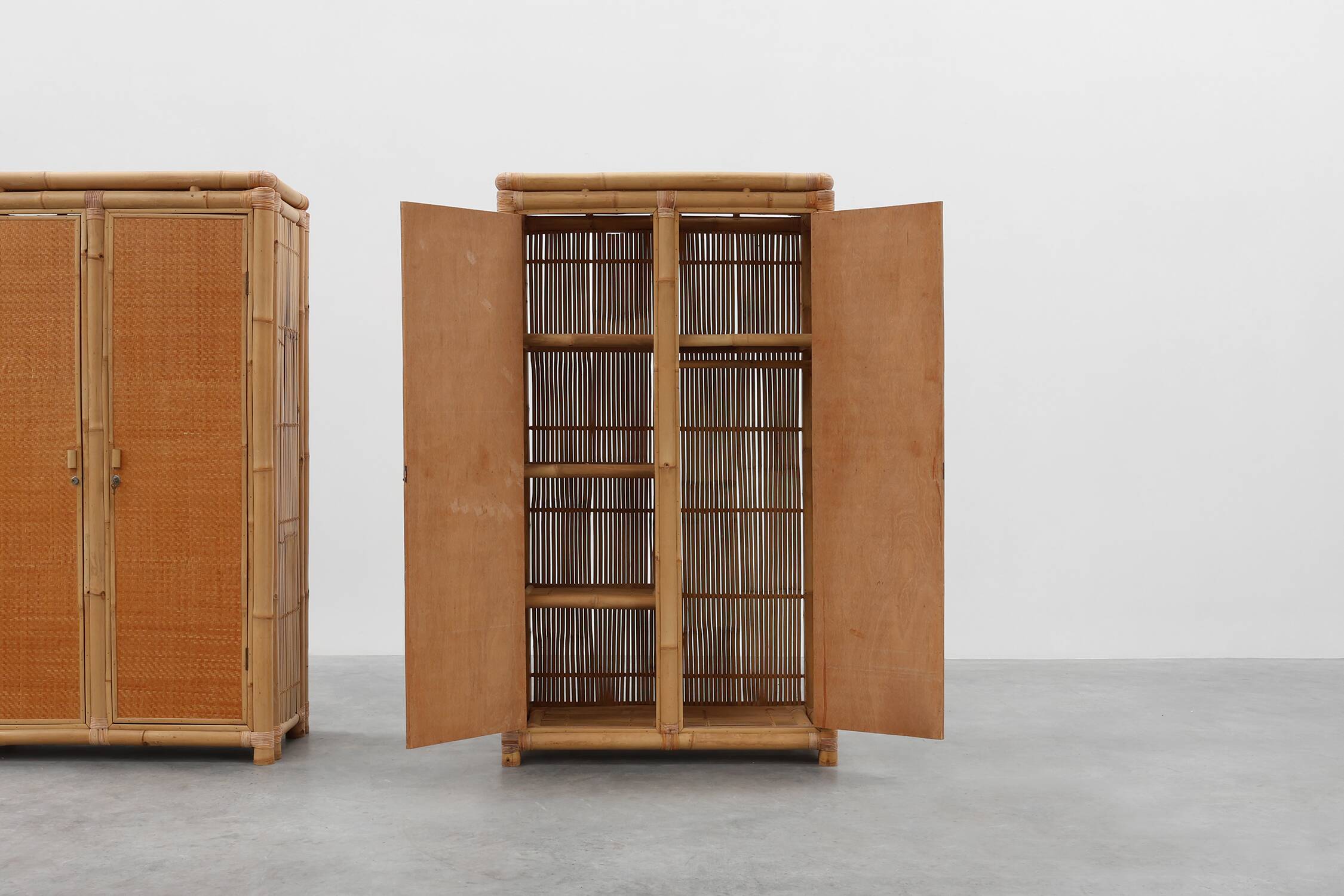 Mid-century bamboo and rattan wardrobe, Italy ca. 1960