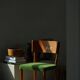 Swedish Art Deco, set of 6 "klismos" chairs, birch and mohair, griffin inlays, 1930s.