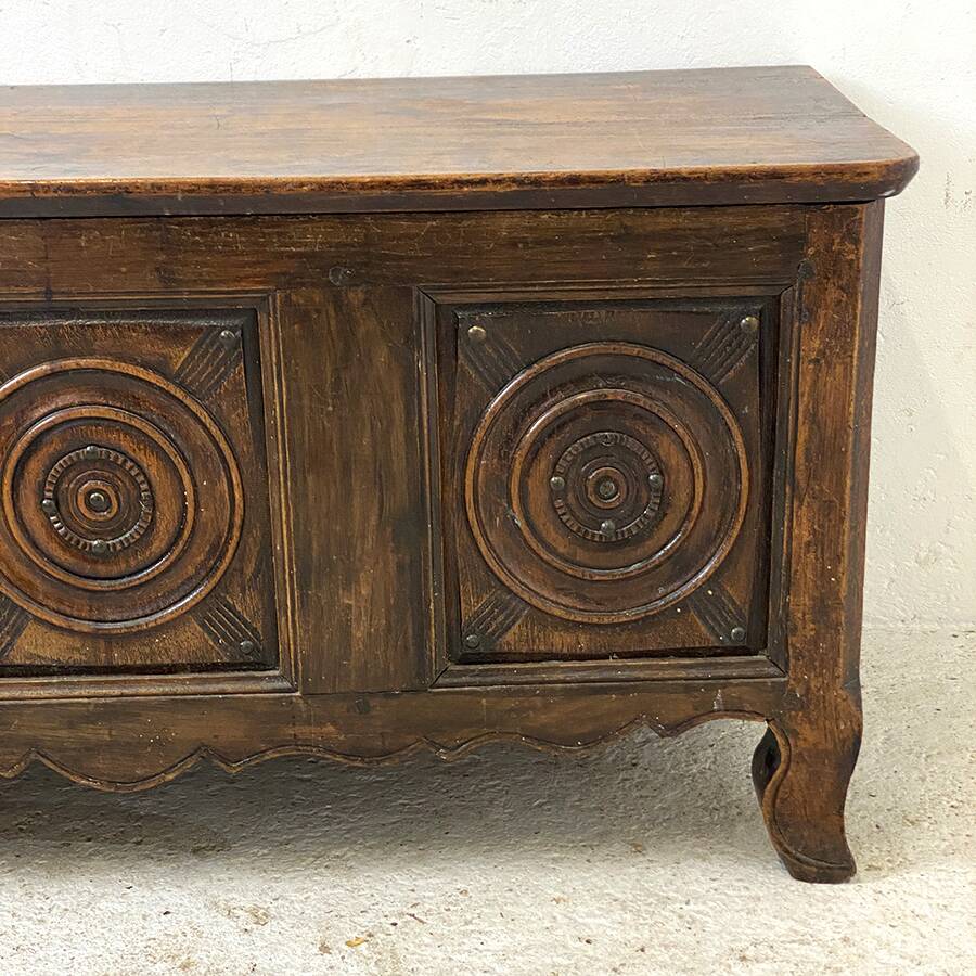 Antique solid oak storage bench