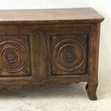 Antique solid oak storage bench