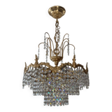 Cascade chandelier with bronze and crystal pendants