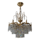 Lustre cascade de pampilles en bronze et cristal