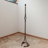 Mid-century leather and iron floor lamp by Jean-Pierre Ryckaert