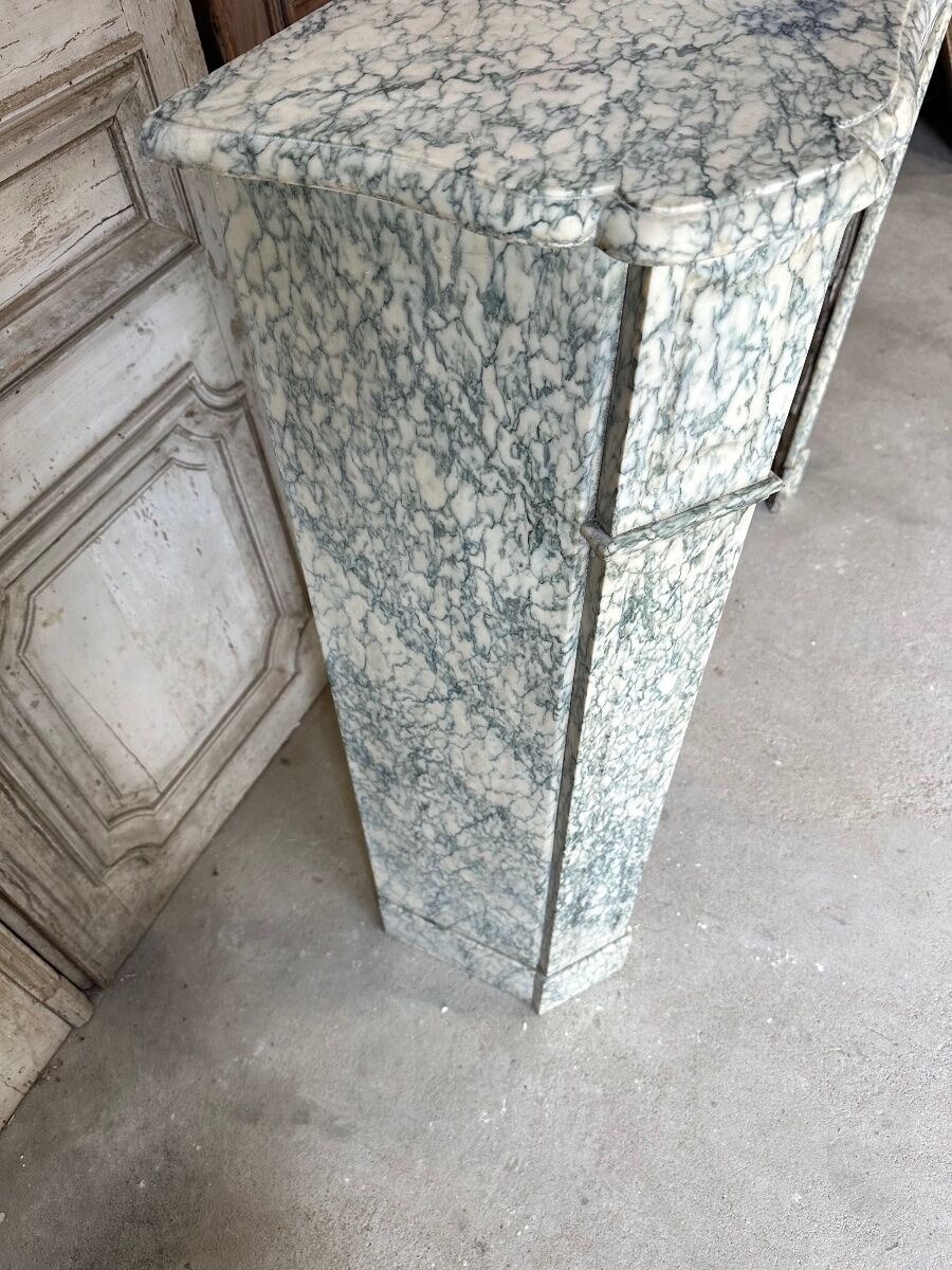 Cheminée de Louis XV pompadour circa 1900 marbre vert d’Estours