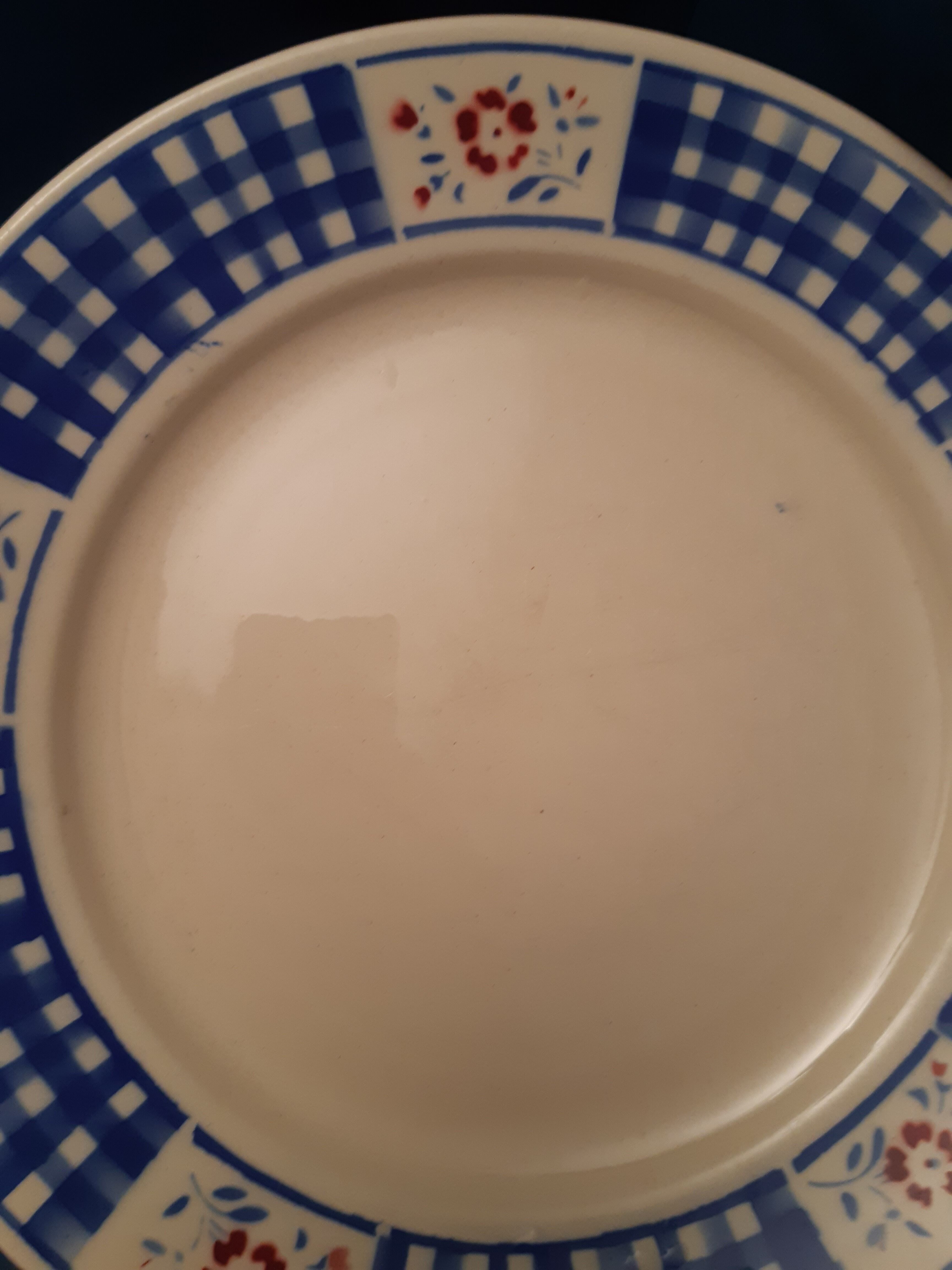 Set of 6 plates K&G LUNÉVILLE white and blue gingham