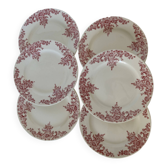 6 Louis XV Boulenger Choisy Le Roi iron earth flat plates, early 20th century