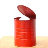 Red tin can lamp, 80s