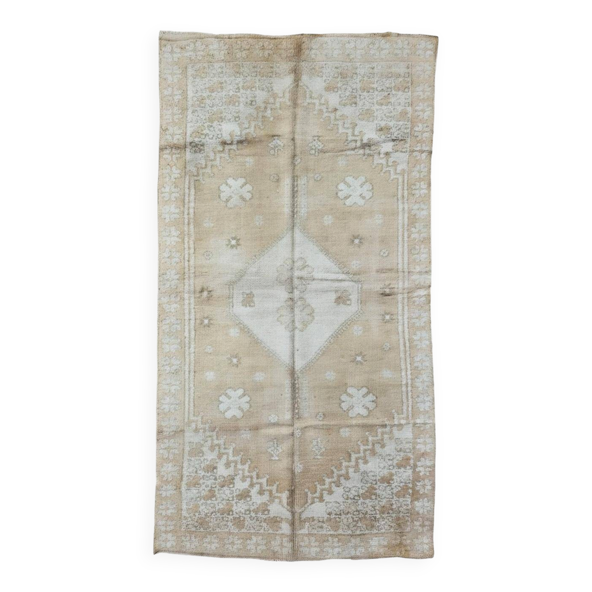 Vintage Honey Beige Moroccan Rug - 313 x 165 cm