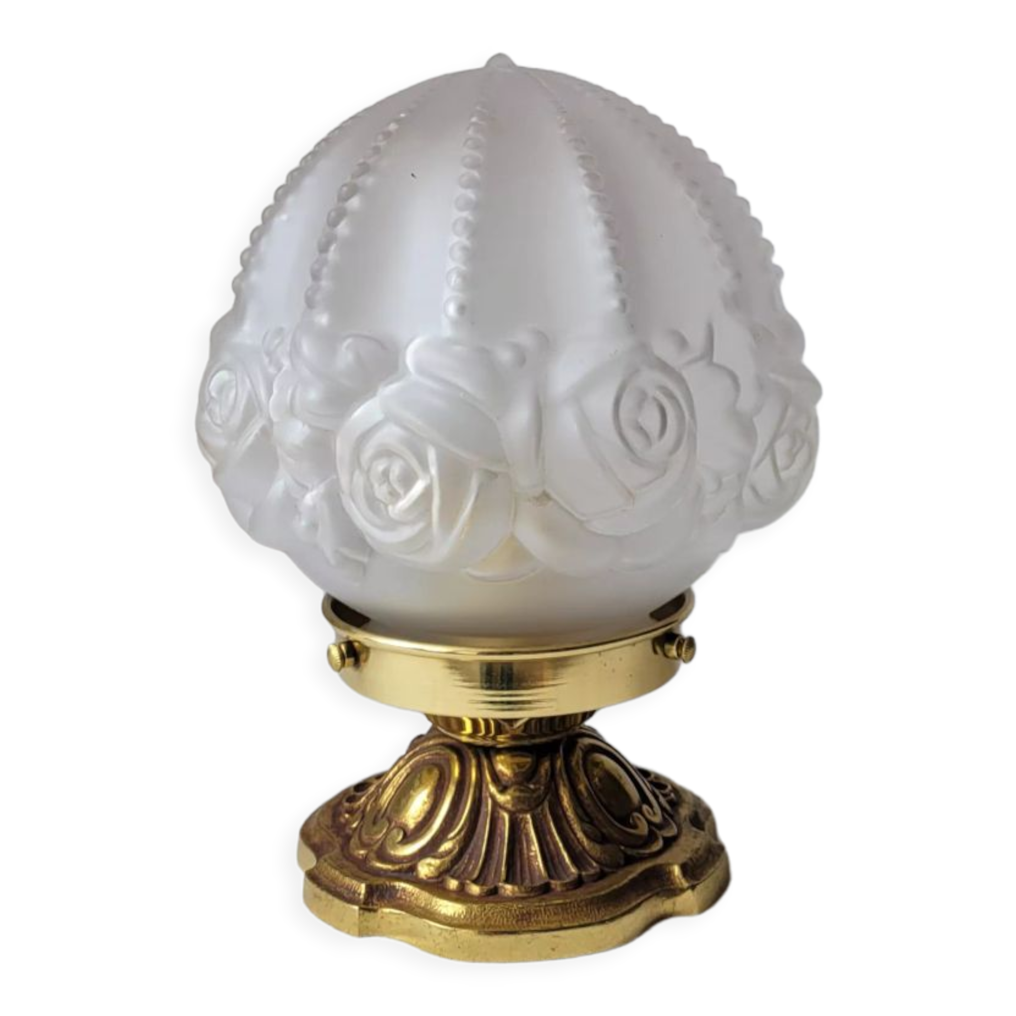 Art deco lamp in bronze and frosted glass