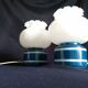 Pair of duck blue and white opaline lamps