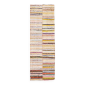 Tapis coureur kilim en laine et coton beige turc vintage noué à la main 85x260