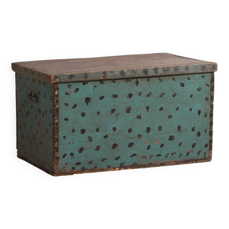 Ancienne malle de rangement vert menthe (c.1920)