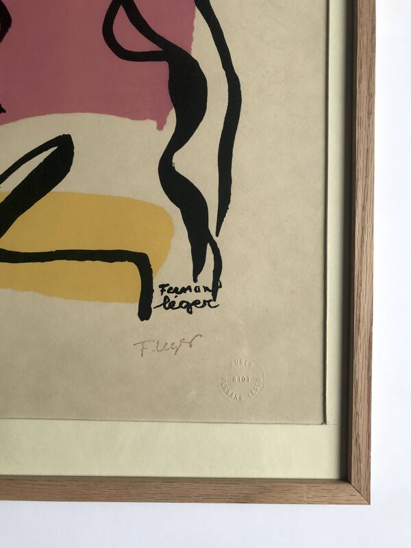 Fernand Leger, Profil à la fleur, c. 1948. Lithographie signée et timbrée