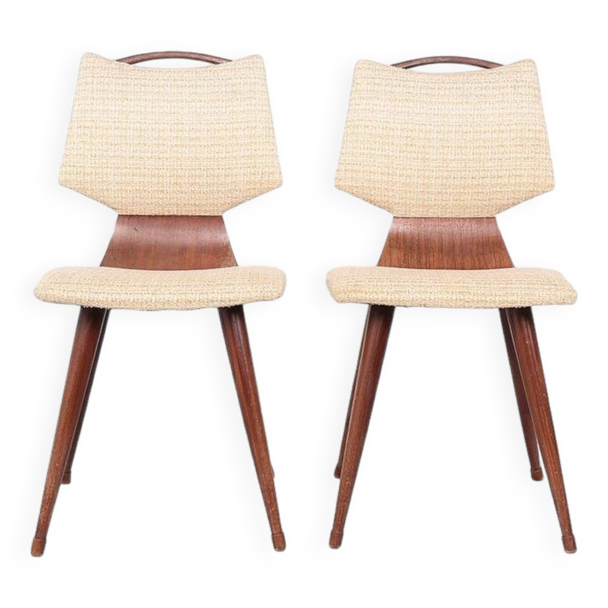 set of 2 vintage plywood dining chairs