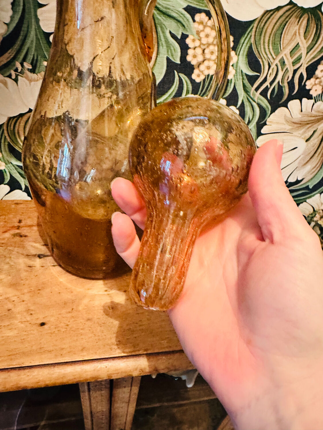 Vintage 1960s bubble glass carafe