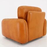 1970s  Cognac Leather Armchair ,Italy