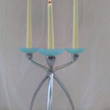 Chrome and blue seventies candlestick