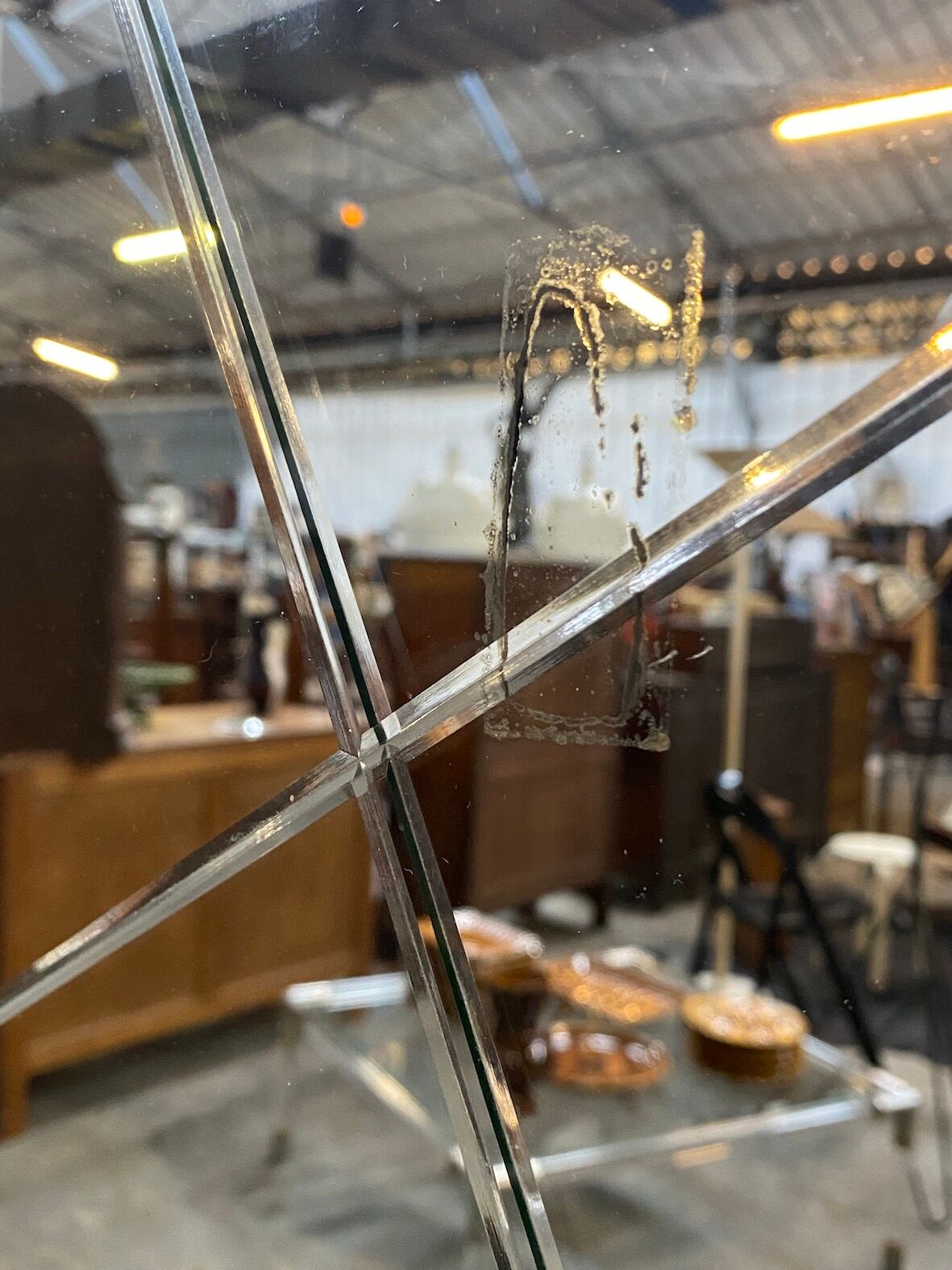 Engraved two-tone panoramic mirror