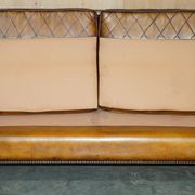 Mustang Leather Art Deco Style Sofa Fully Restored